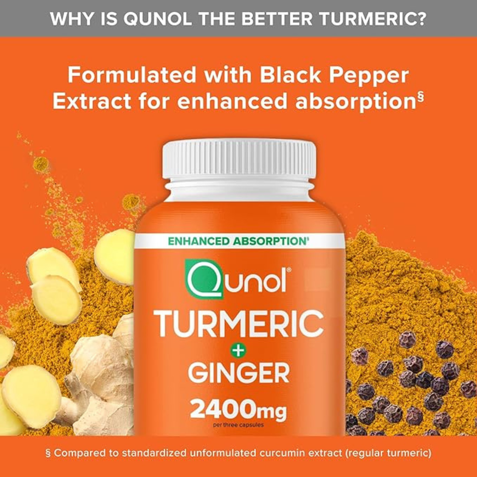 Turmeric Curcumin with Black Pepper & Ginger, 2400mg Joint Support, 105 Count
