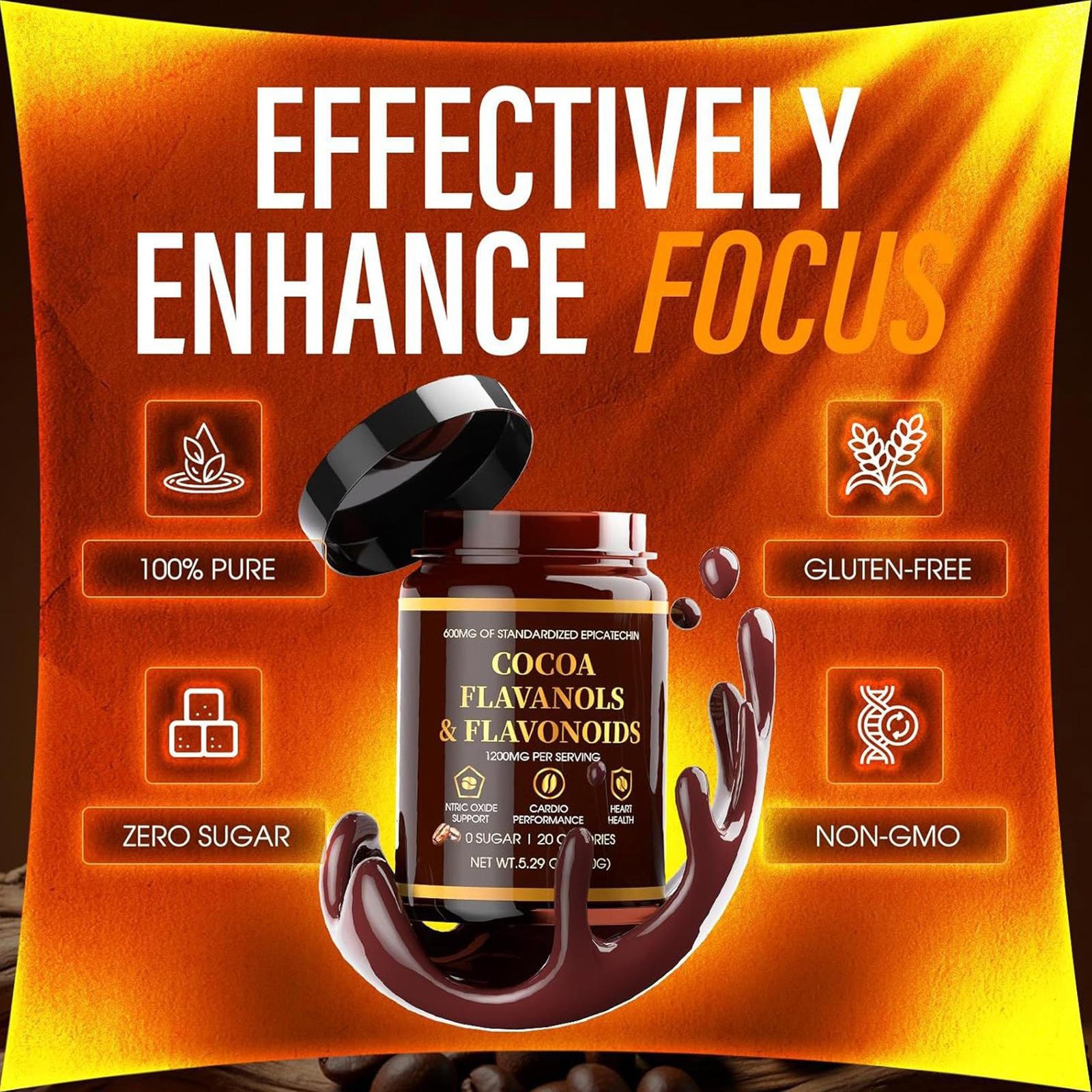High Flavanol Cacao Powder – 1200Mg per Serving includes Cocoa Flavanols