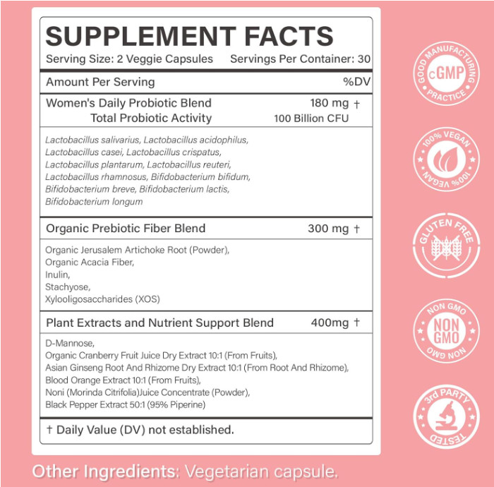 PrOriginal Women’s Probiotic: Vaginal + Digestive + Immune Support 60 Caps