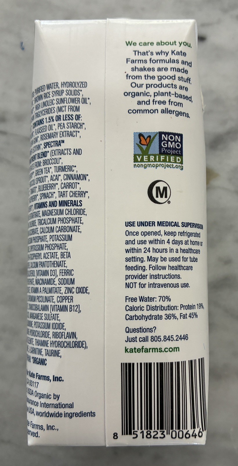 1 carton 12 PACK Kate Farms Plain Organic Peptide 1.5 Cal/ML 11 FL OZ-Oct. 2026