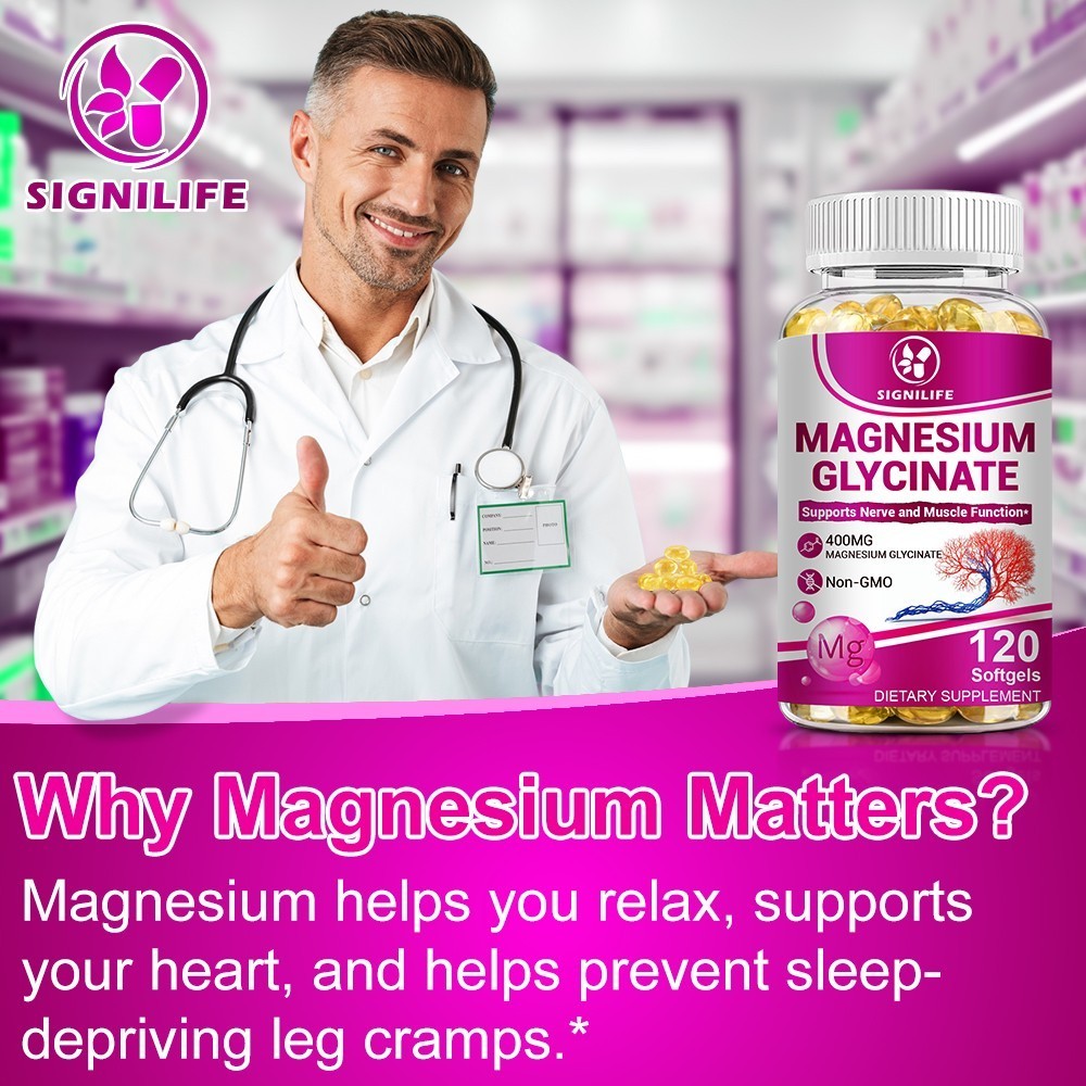 Magnesium Glycinate 400mg -4 * 120 Capsules For Sleep, Stress Relief Support Bon