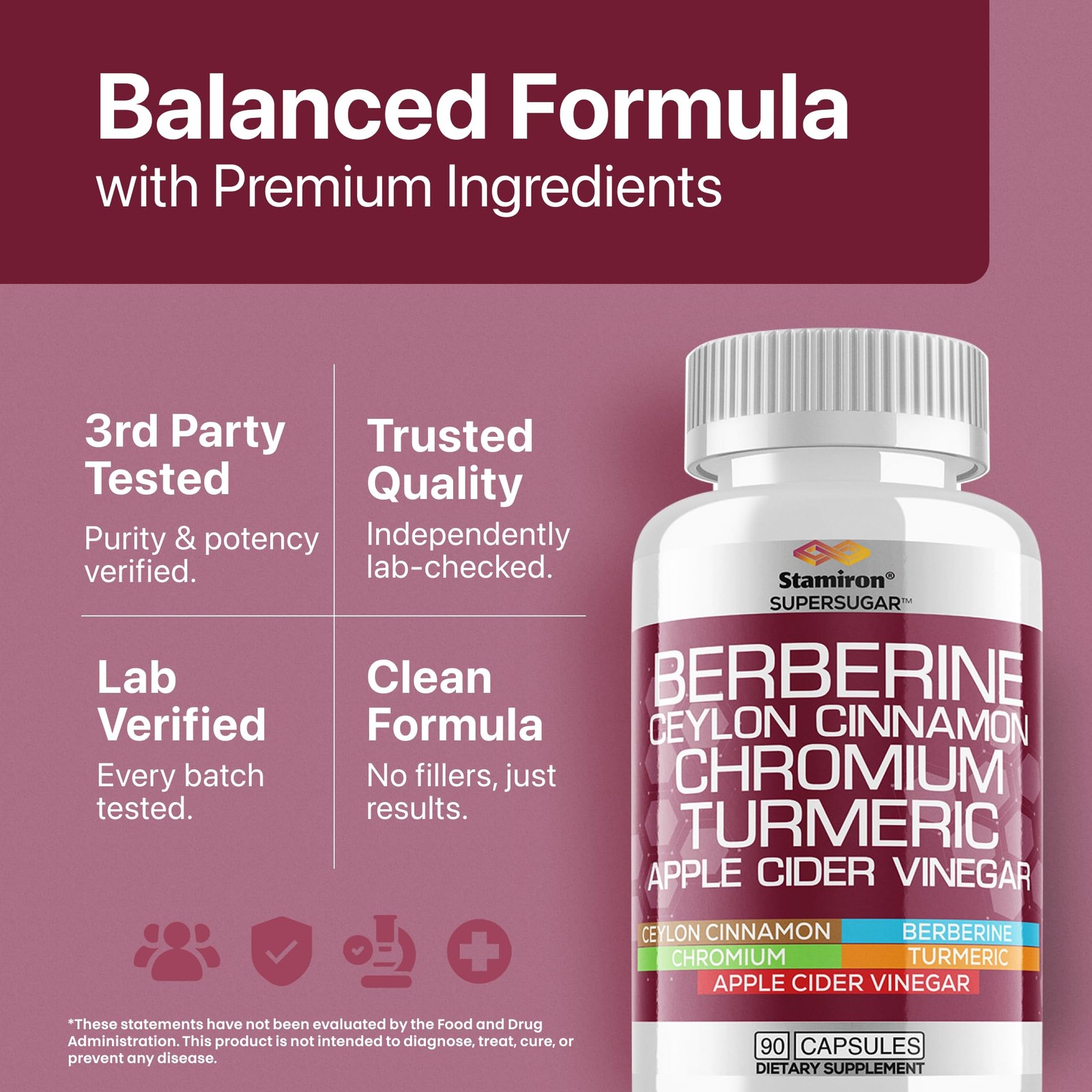 Berberine Complex with Ceylon Cinnamon, Chromium, Turmeric, Apple Cider Vineg…