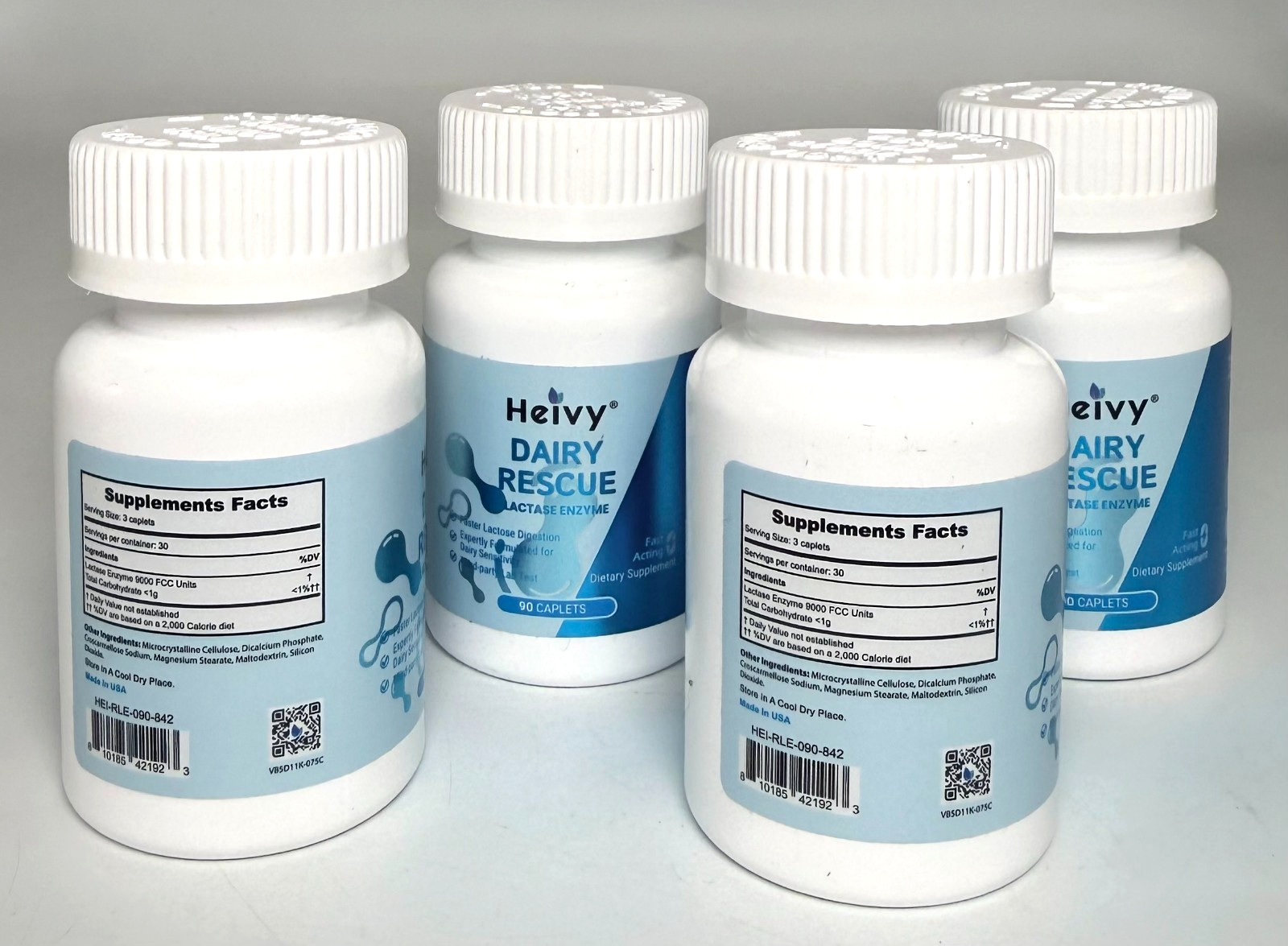 4 Pack Heivy Pure Lactase Enzyme 9000 FCC Dairy Relief – 360 ct *EXP 08/2028*