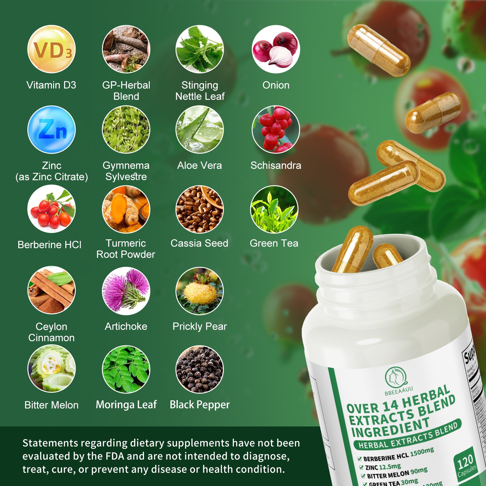 240Ct Berberine HCL 1500mg Capsules Natural Healthy Cholesterol Glucose Support