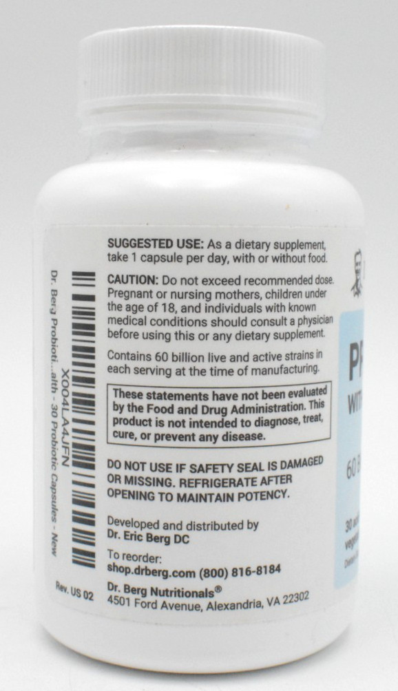 2 Pack – Dr. Berg Probiotics 60 Billion CFU’s – 30 Capsules – Exp: 07/2027