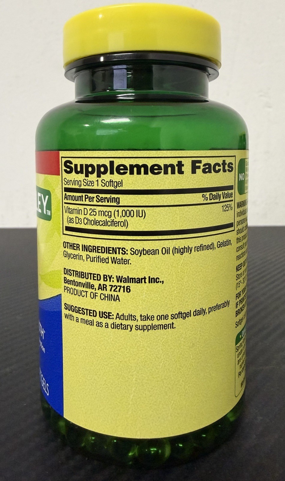 Spring Valley Vitamin D3 1000 IU Softgels, 450 Count – Expires: 07/2026 Sealed!
