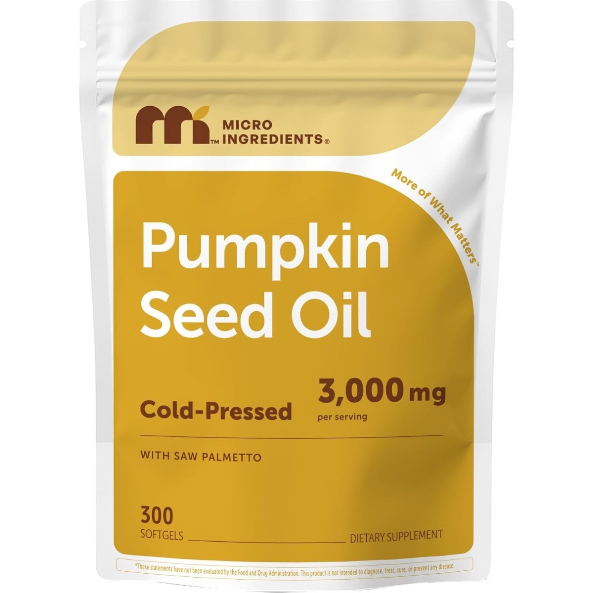 Micro Ingredients 300 Softgels Pumpkin Seed Oil with Saw Palmetto,Cold Pressed
