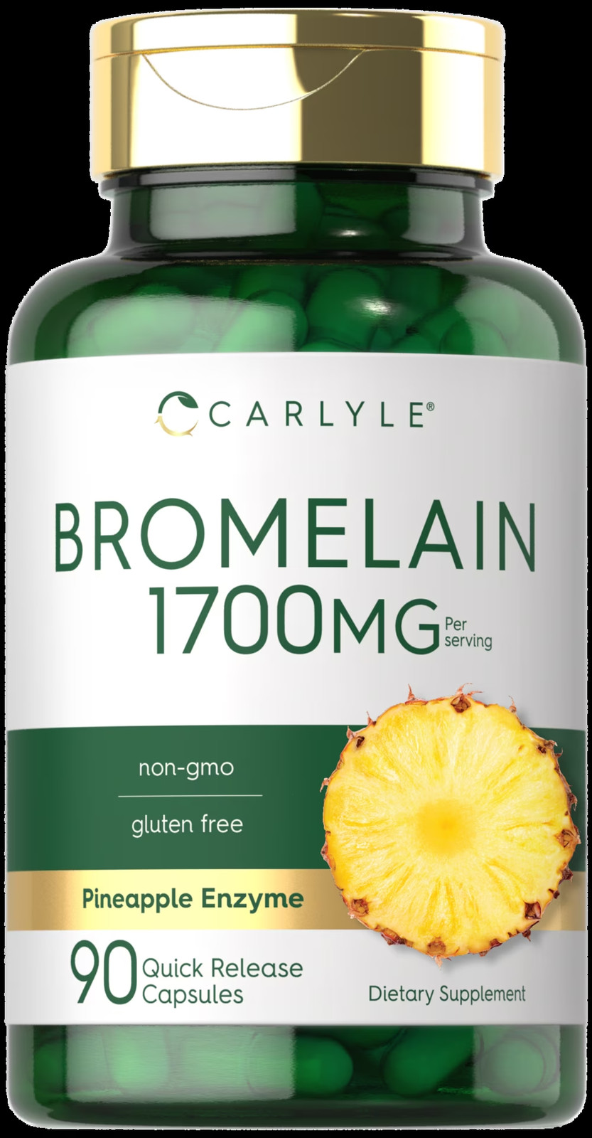 Bromelain 1700 Mg | 90 Capsules | Pineapple Enzyme Supplement | Non-Gmo, Gluten