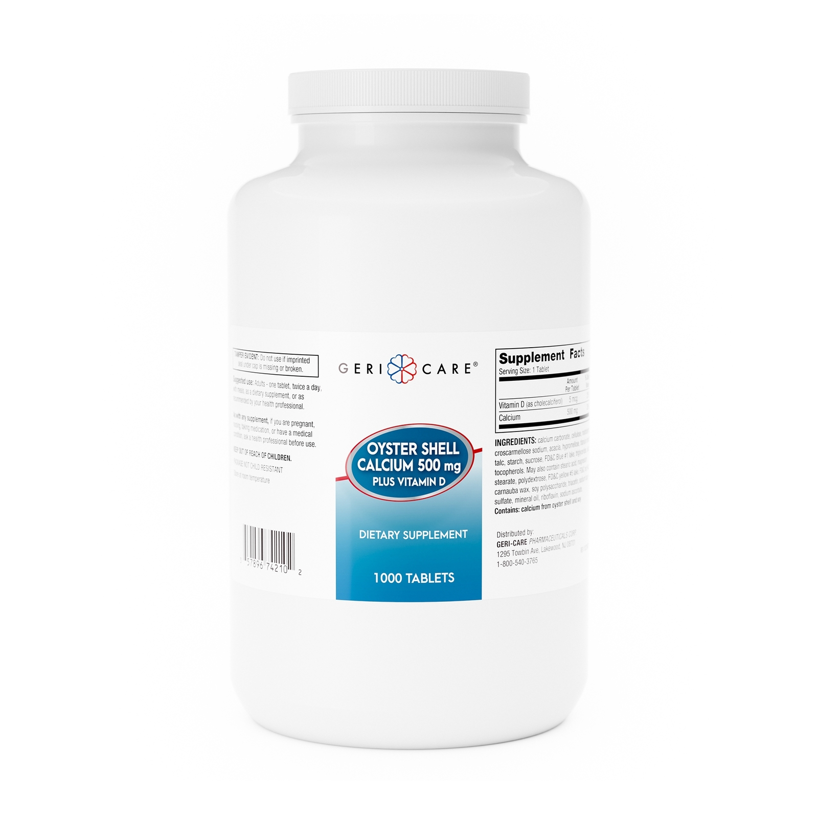 Geri-Care Calcium Tablet 742-10-GCP 1 Bottle 1000 per Bottle