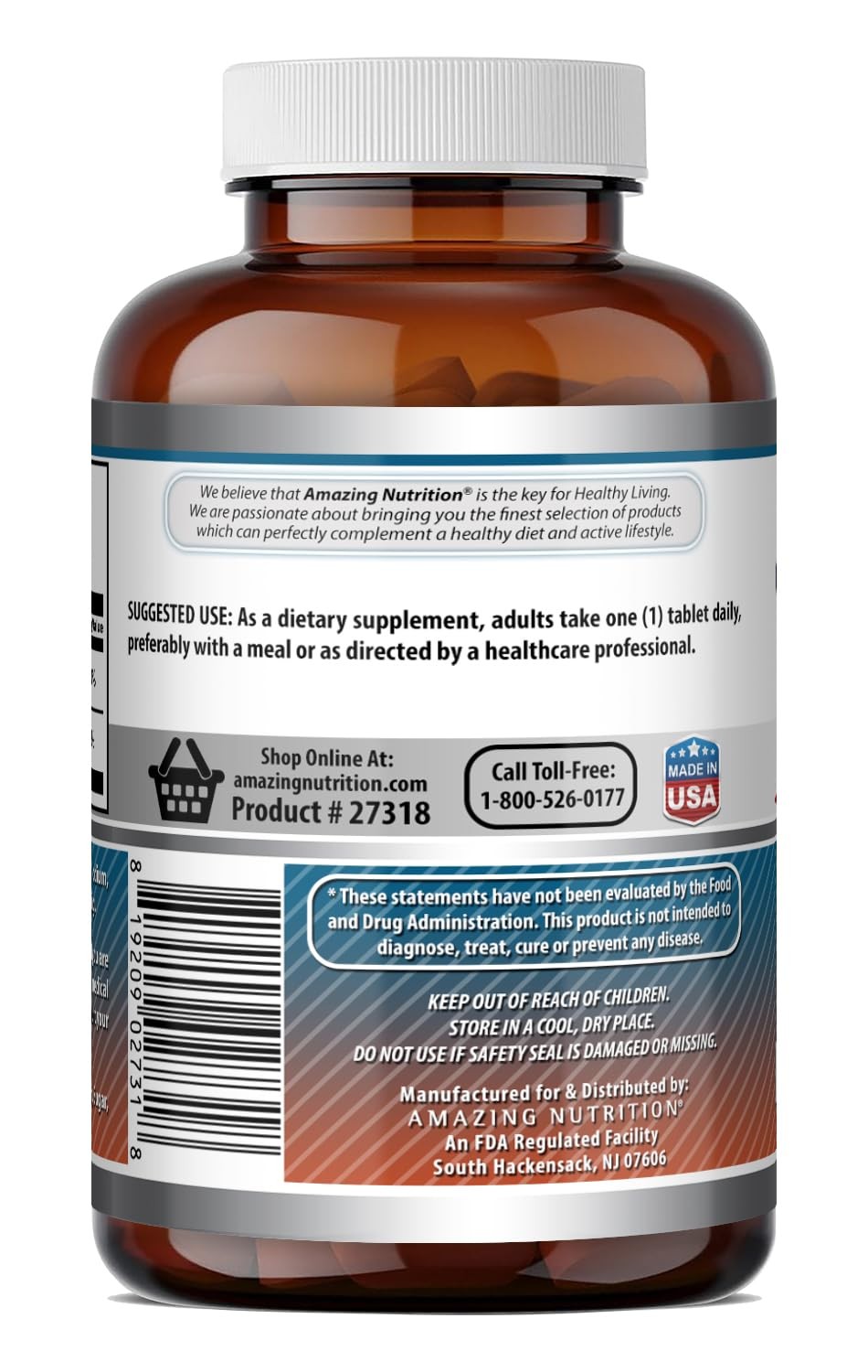 Amazing Formulas Calcium 600 Mg with Vitamin D3 400 IU 250 Count (Pack of 1)