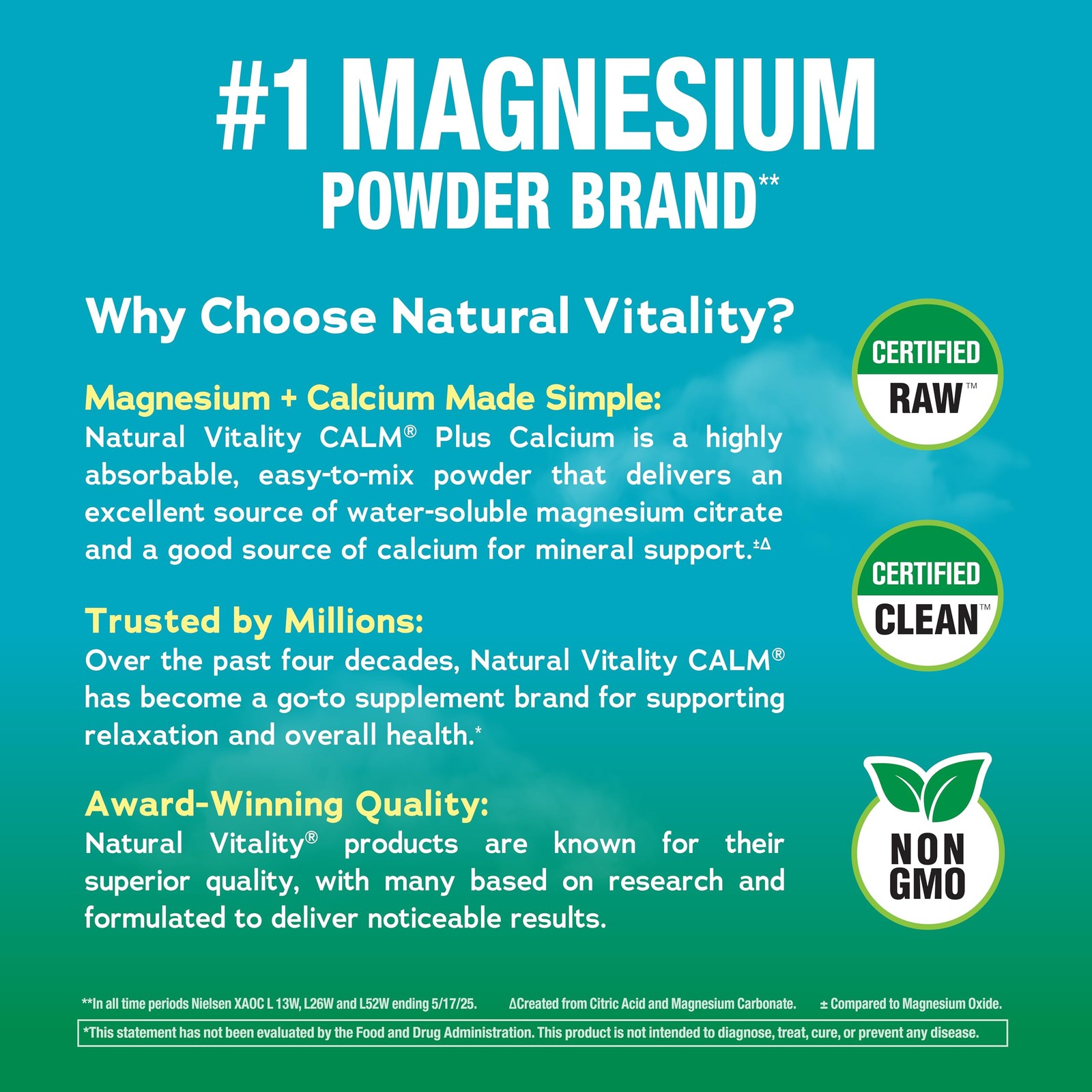 Natural Vitality Calm Magnesium Plus Calcium 8oz Powder | 8 Ounce (Pack of 1)