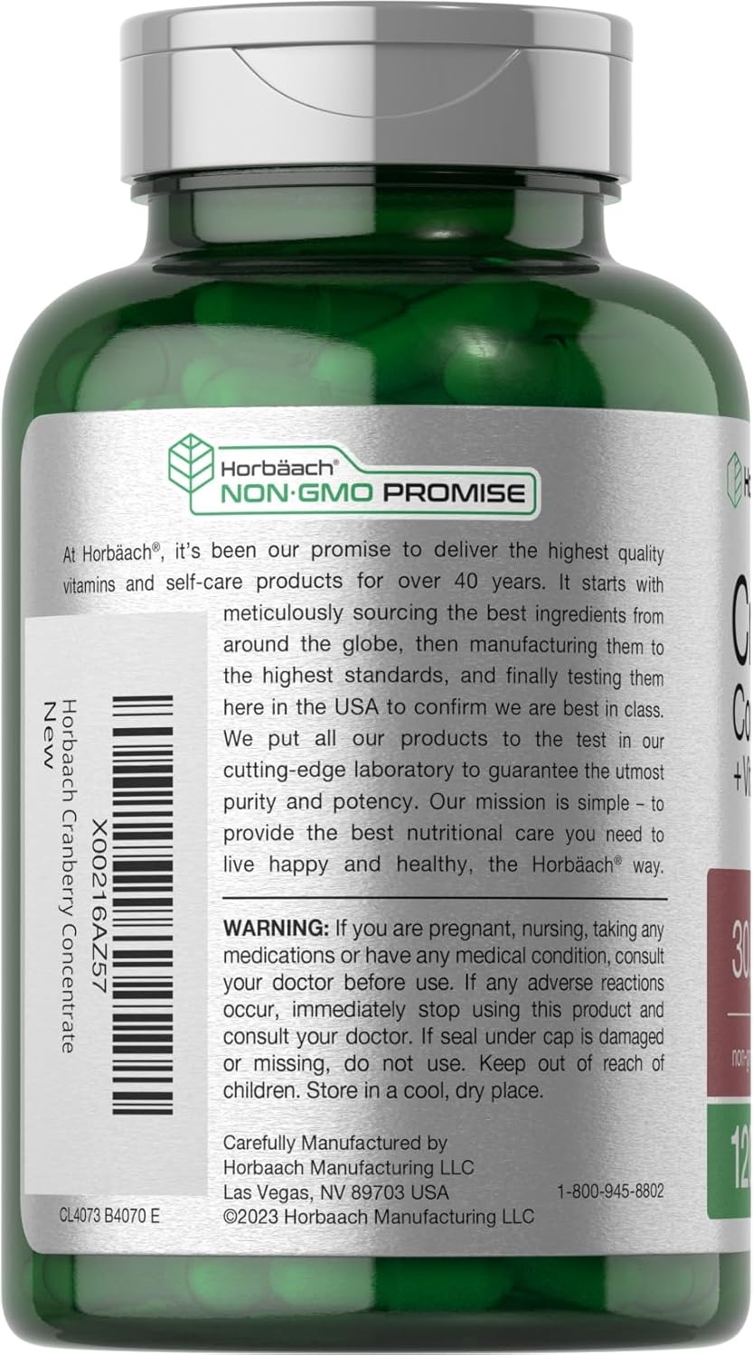 Cranberry Pills | 150 Capsules | 30,000 mg + Vitamin C | by Horbaach
