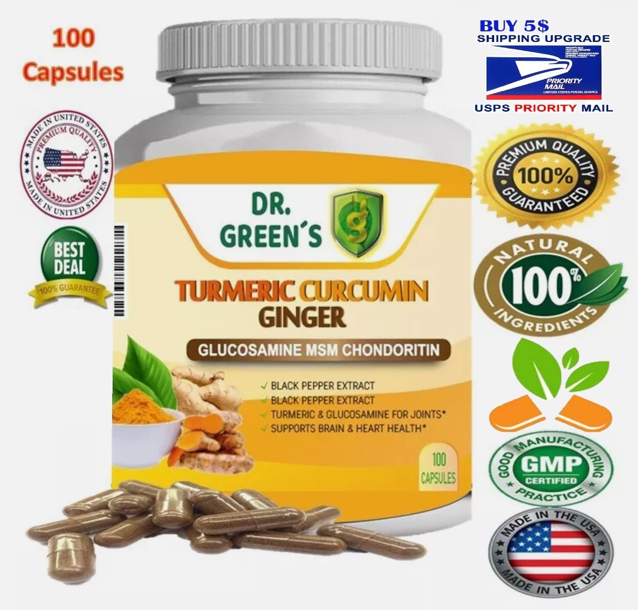 Glucosamine with Chondroitin Turmeric MSM Triple Strength black pepper ginger