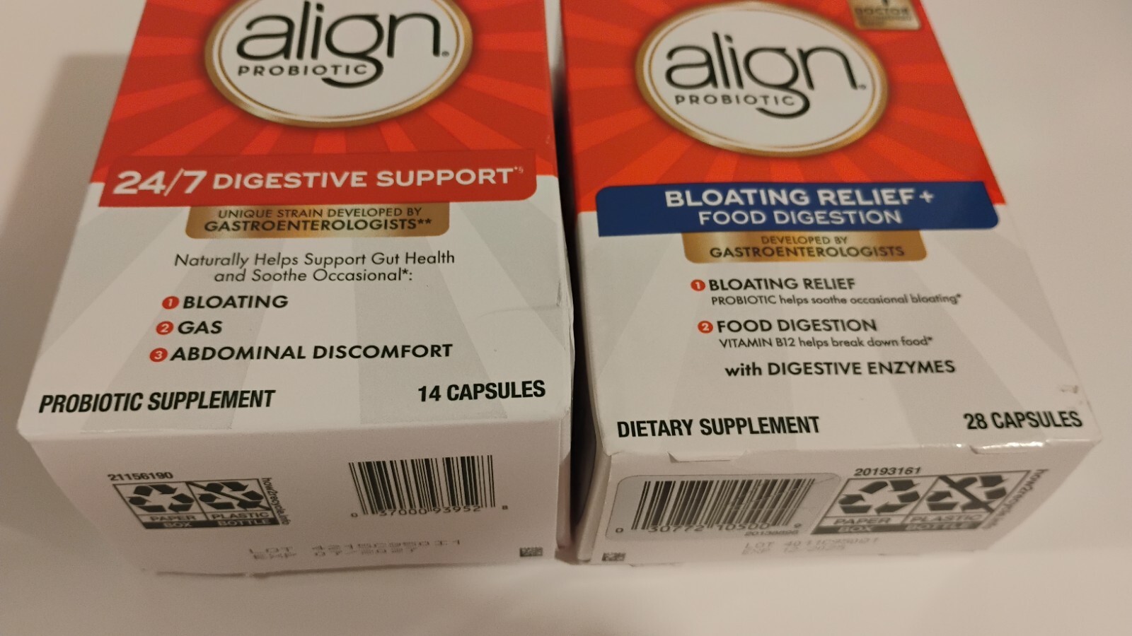 Align Probiotic Bloating Relief + Food Digestion – 28/14 Caps Exp. 12/25 & 7/27