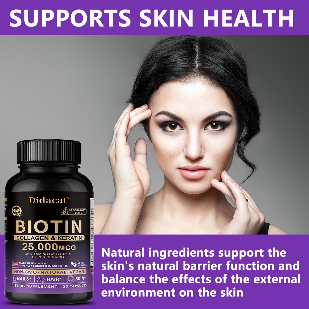 Biotin Collagen & Keratin-Hair Growth,Skin Health,Strong Nails 30/60/120Capsules