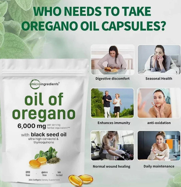 2 in 1 Oil of Oregano & Black Seed Softgels Count with Carvacrol,Immune Supports