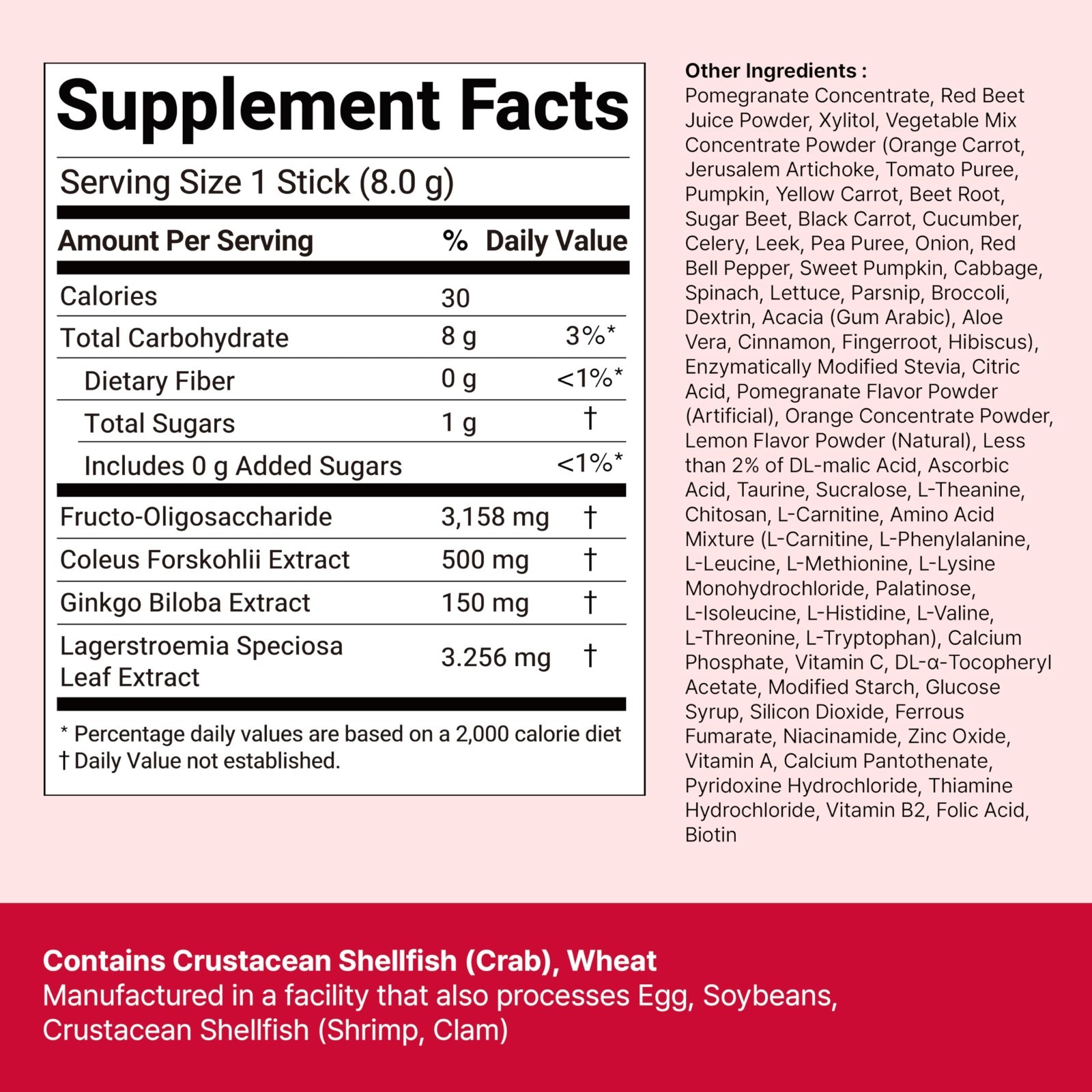 Prebiotic Fiber Drink Mix | 3000mg Metabolism Support | Pomegranate Gut Health S