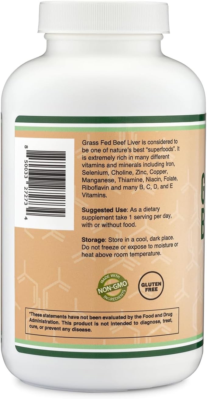 Beef Liver Capsules (1,000mg of Grass Fed, Desiccated per…