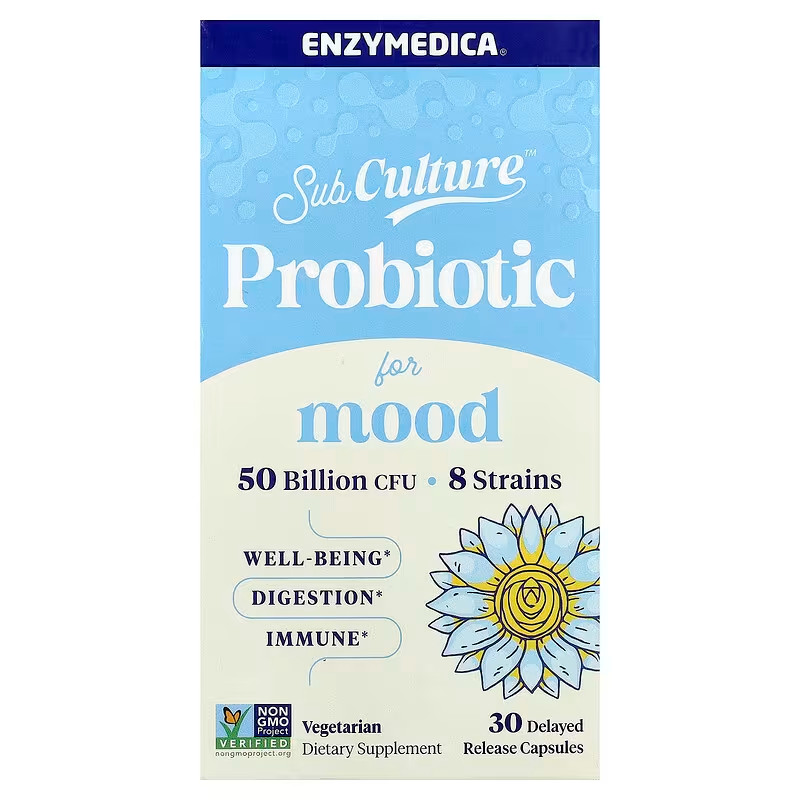 Enzymedica Sub Culture Probiotic for Mood & Gut Support 30 Day Digestive Support