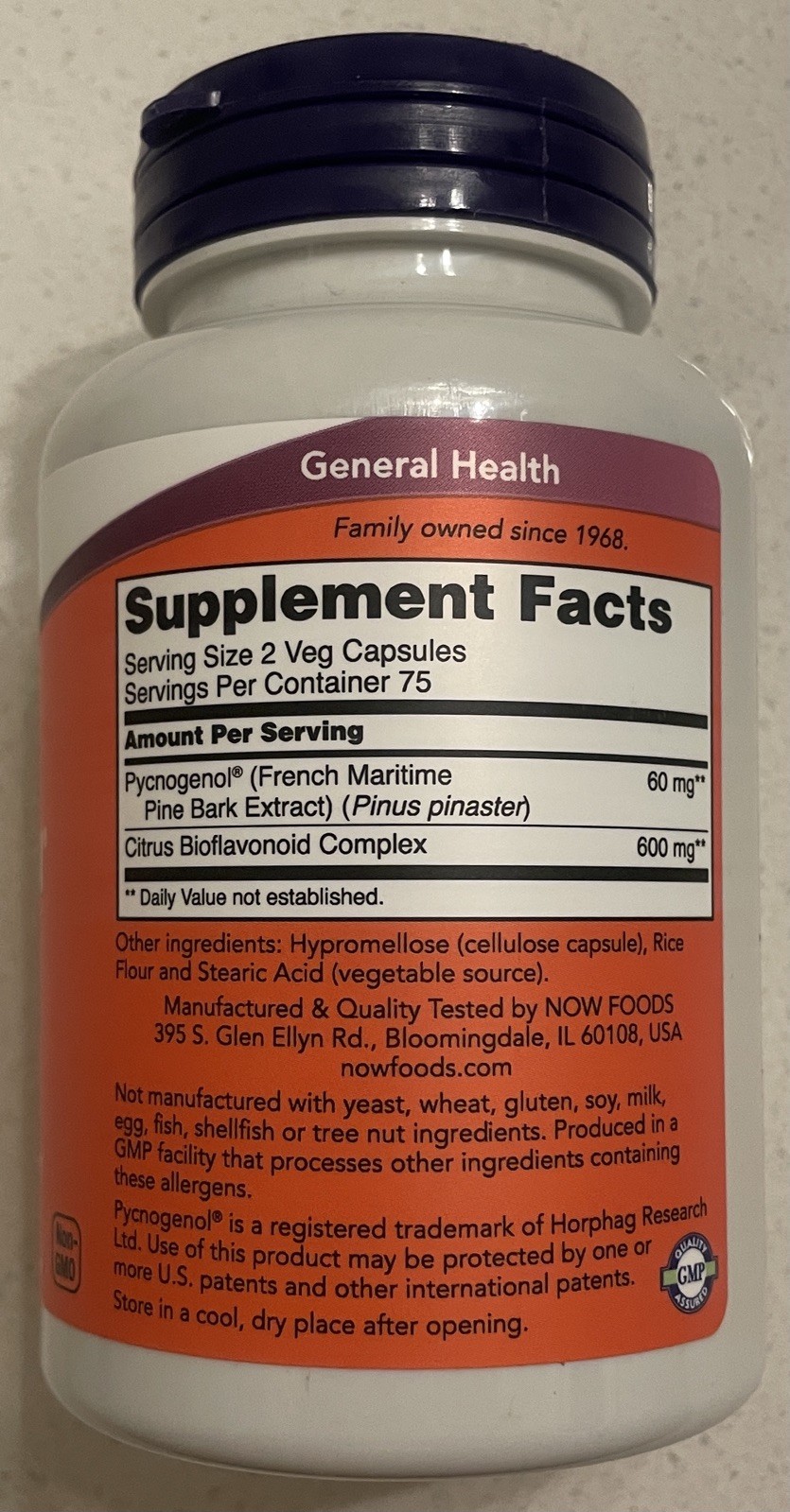 NOW Foods Pycnogenol 30 mg – 150 Veg Capsules – Expires 07/2029