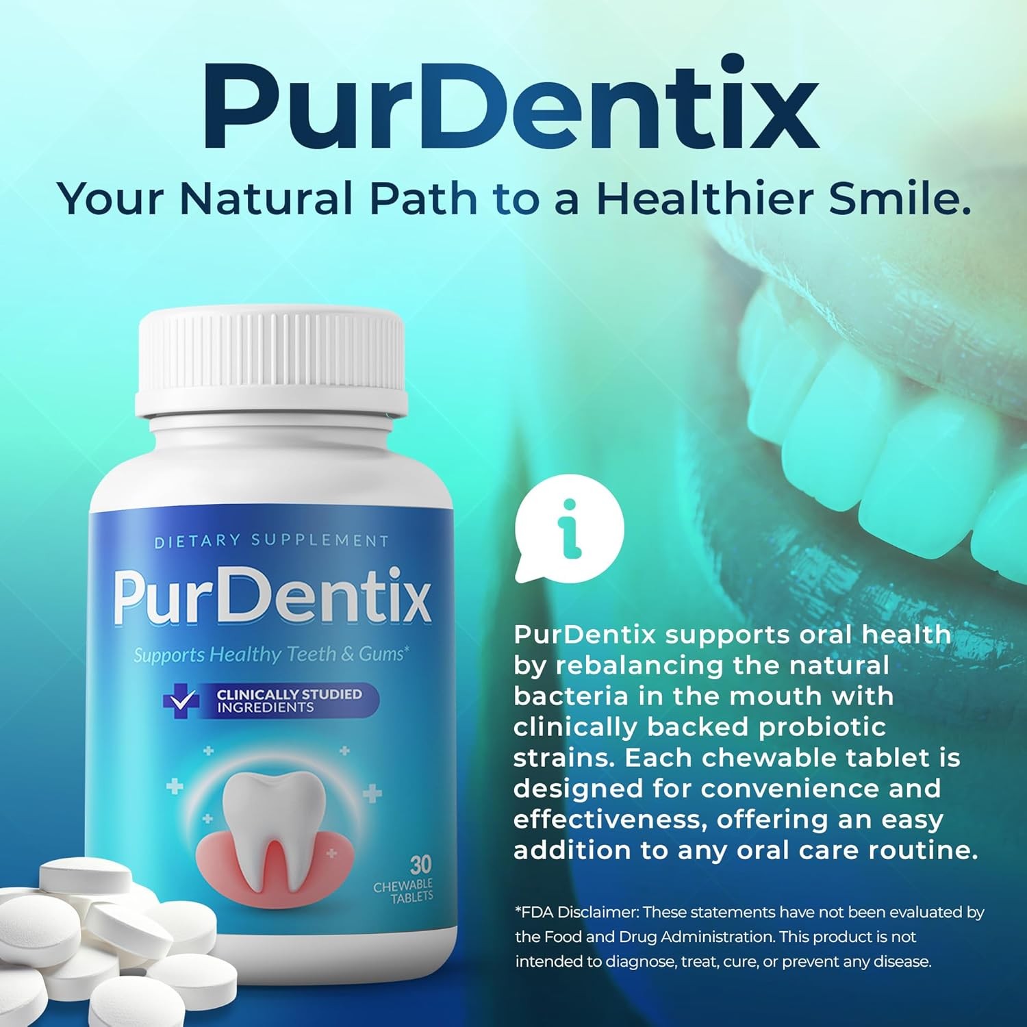 Oral Health Probiotic Chewable Tablets – Supports dental health and fresh breath