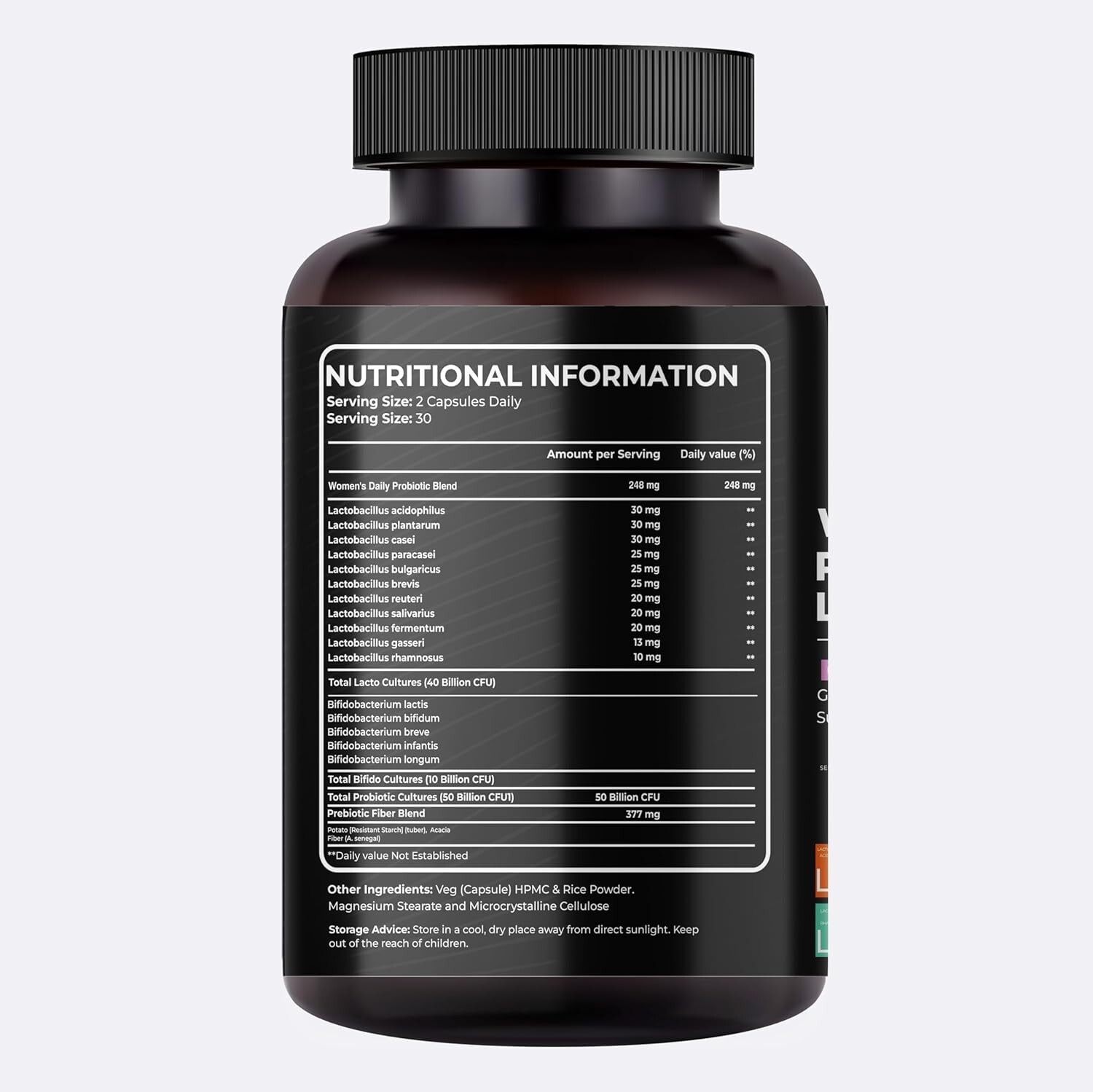 Mishas Women’s Probiotics, Prebiotic Fiber Blend – Gut & Immune Support – 60 C