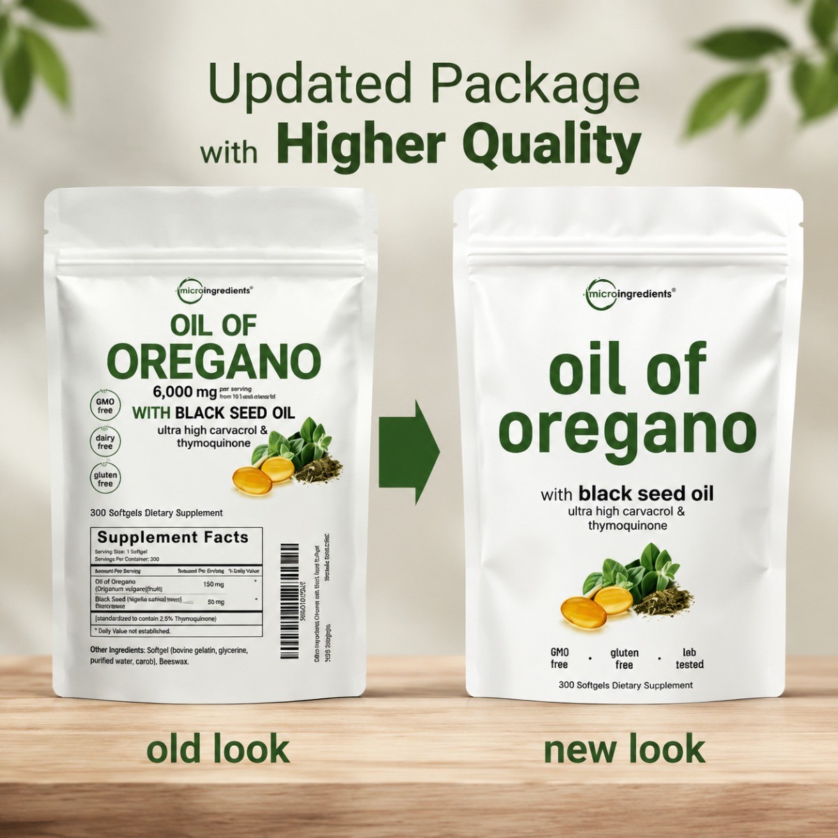 Micro Ingredients Oregano & Black Seed Oil – 6000mg,300 Softgels, High Carvacrol