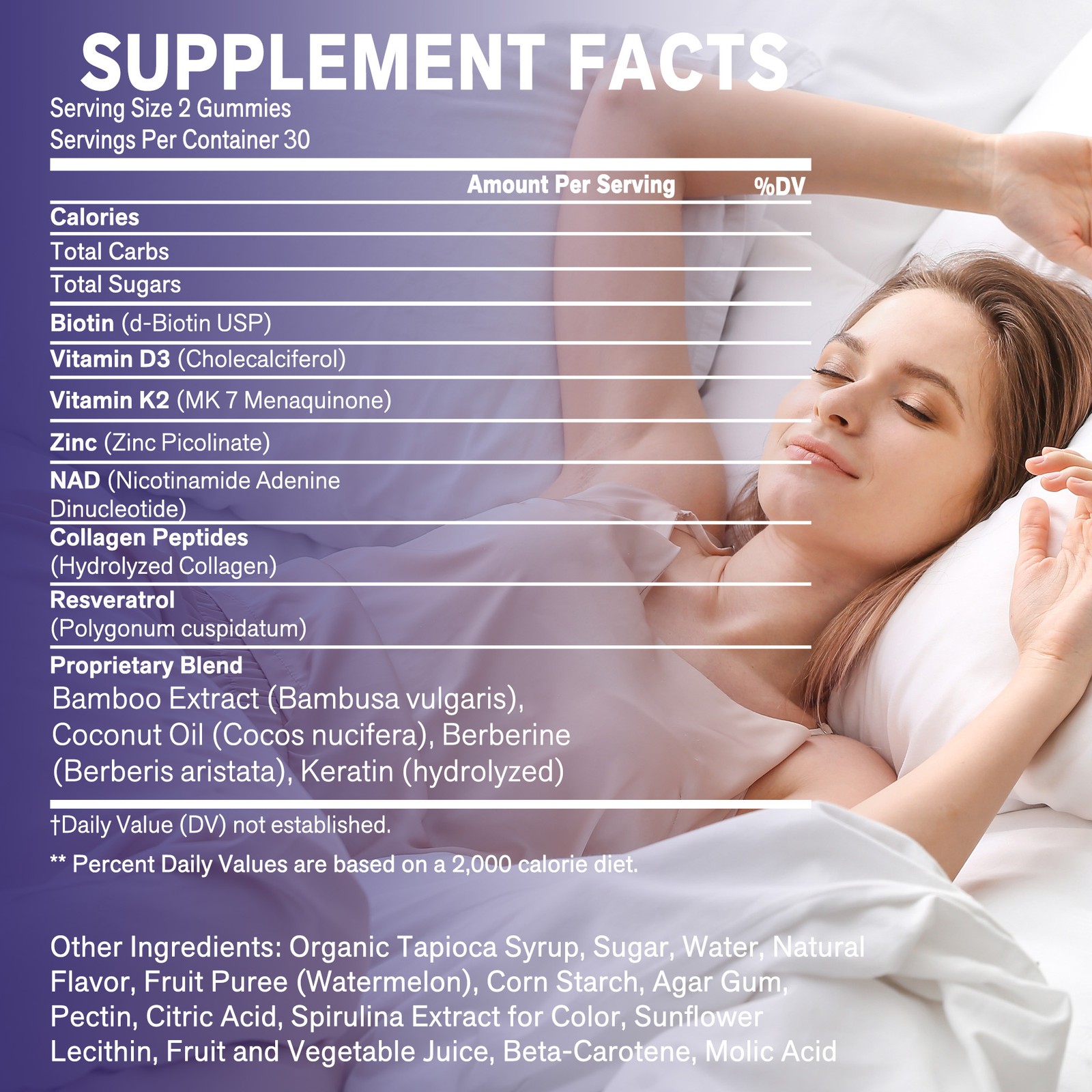 NAD+ Biotin – Resveratrol,Collagen – Promotes Healthy Hair, Nail Growth,and Skin