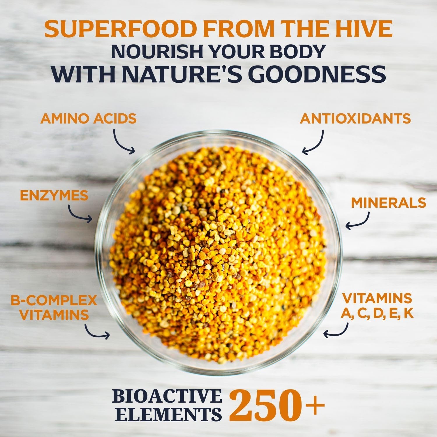 100% Pure Bee Pollen Granules 6 oz – Raw Natural Energy Boost, Immunity Support,
