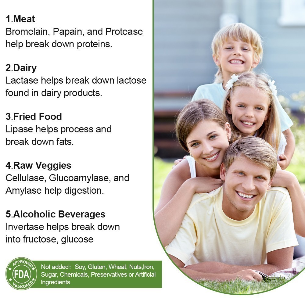 Digestive Enzymes Prebiotic & Probiotics Pancreatin Enzimas Digestivas 60PCS