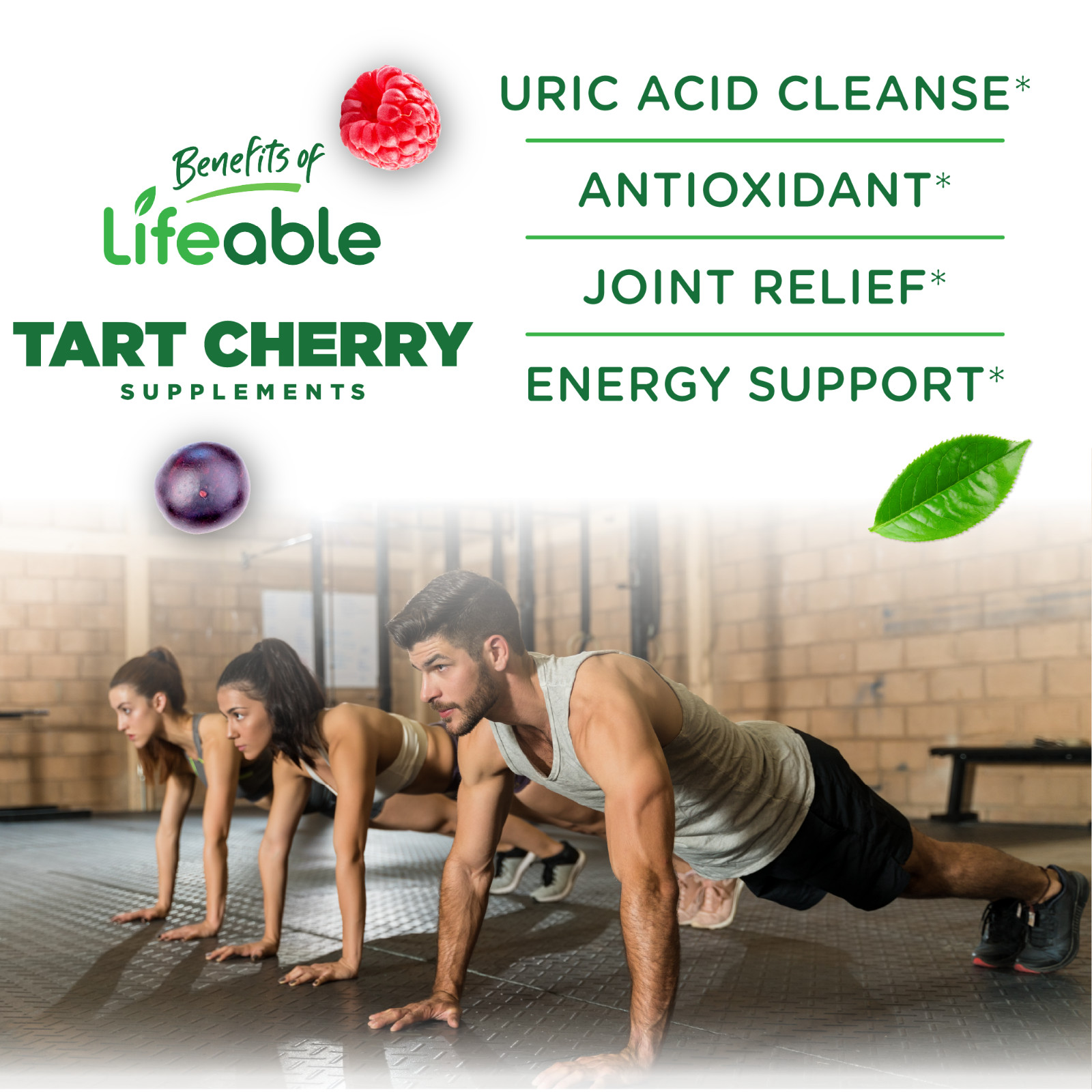 Lifeable Tart Cherry Gummies for Uric Acid Support, Cherry Flavored, 60 Count