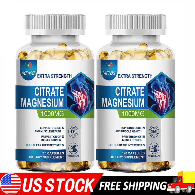 2×120pc Magnesium Citrate Caps – Muscle Relaxation & Sleep Aid – Fast Absorption
