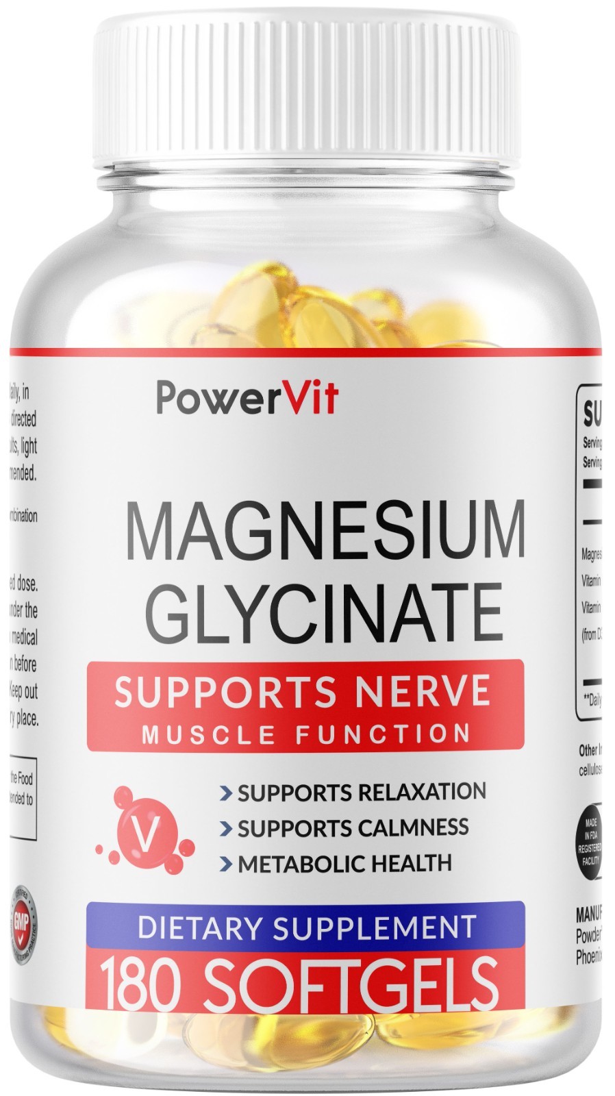 Magnesium Glycinate 400mg – 180 Softgels For Bone, Sleep Stress Relief Support