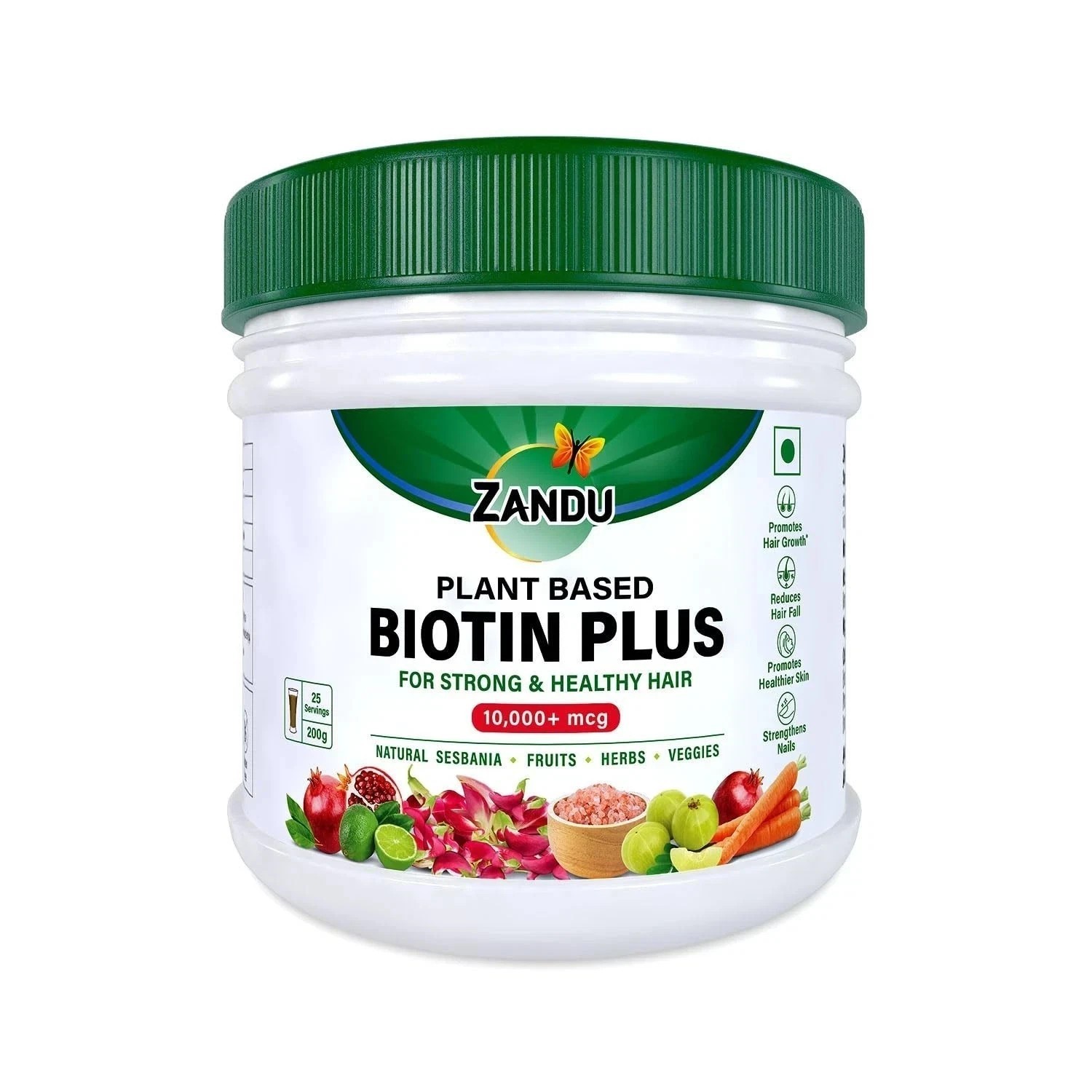 Zandu Plant Based Biotin Plus 200gm Ayurvedic Support For Strong & Healthy Hair