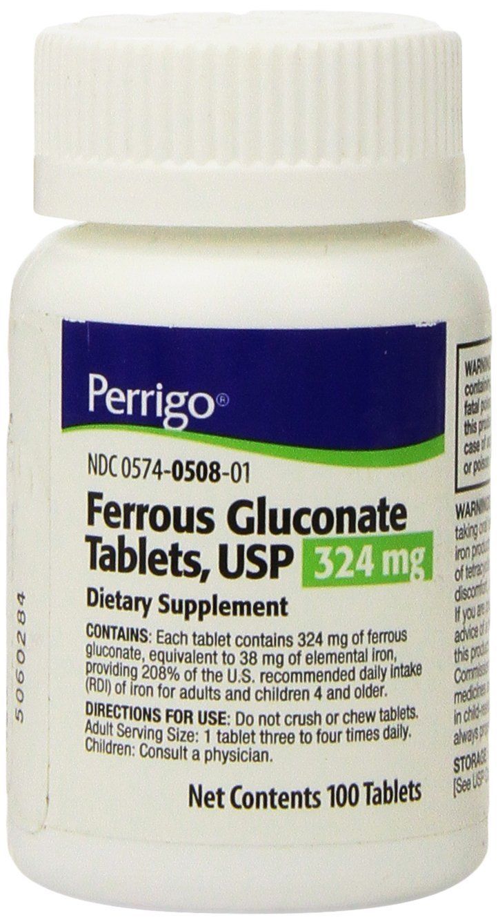 Perrigo Ferrous Gluconate 324mg Dietary Supplement 100ct -Exp. Date 03-2026