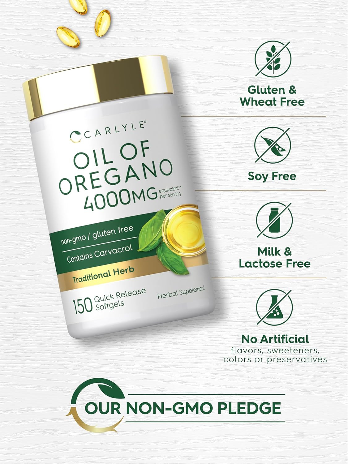 Carlyle Oregano Oil Supplement 150 Softgel Caps Contains Carvacrol EXP:12/28
