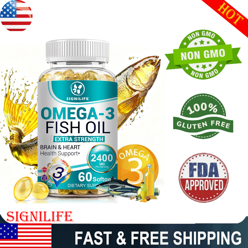 Omega 3 Fish Oil Supplements 2400mg High Potency EPA DHA Complex 60 Capsules.