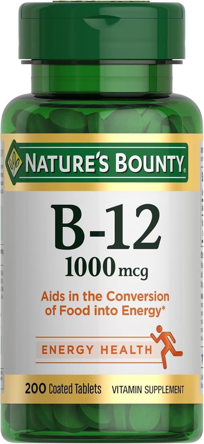 Nature’s Bounty Vitamin B12 1000 mcg 200 Tablets Energy Metabolism Supplement