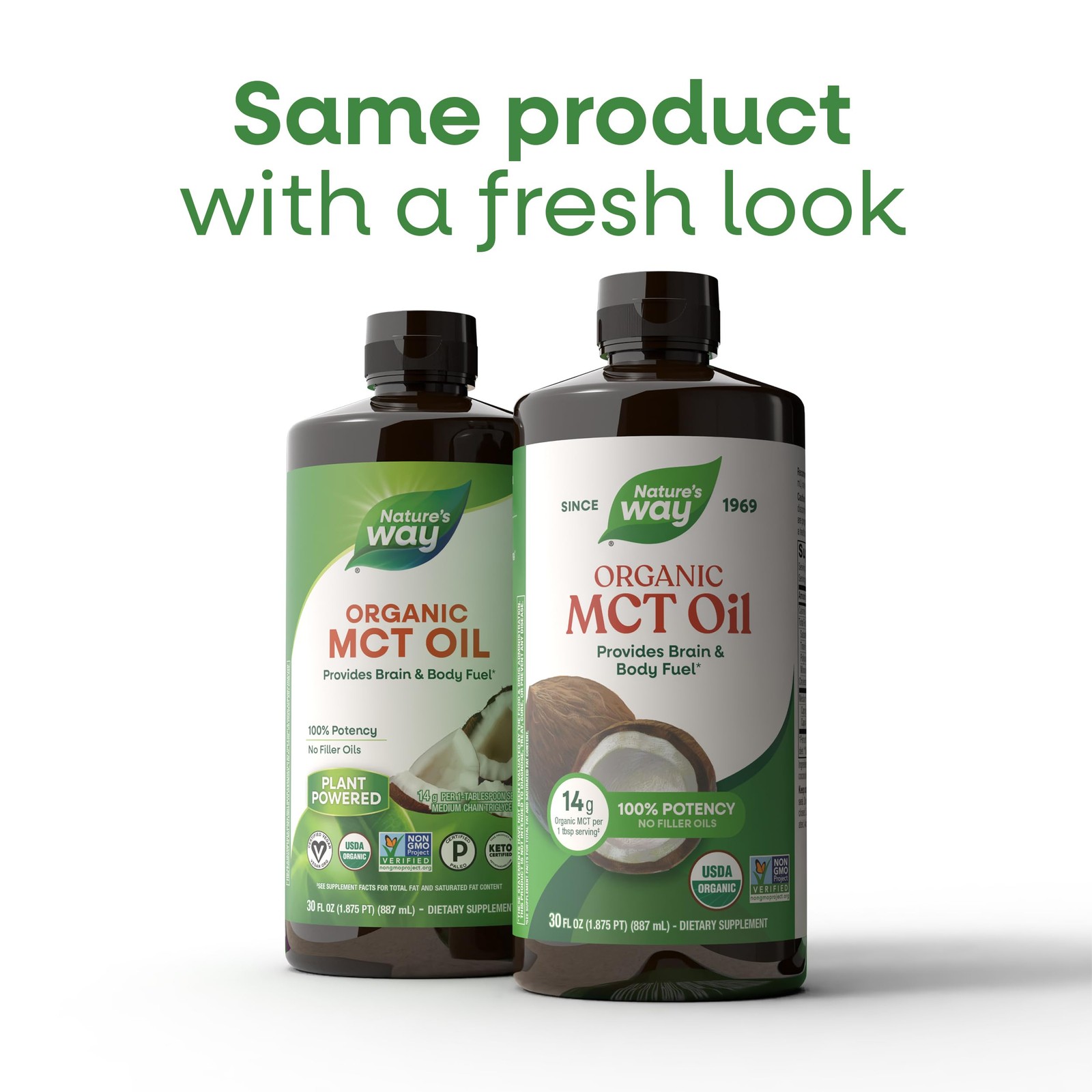 Nature’s Way Organic MCT Oil, Brain and Body 30 Fl Oz (Pack of 1), Clear