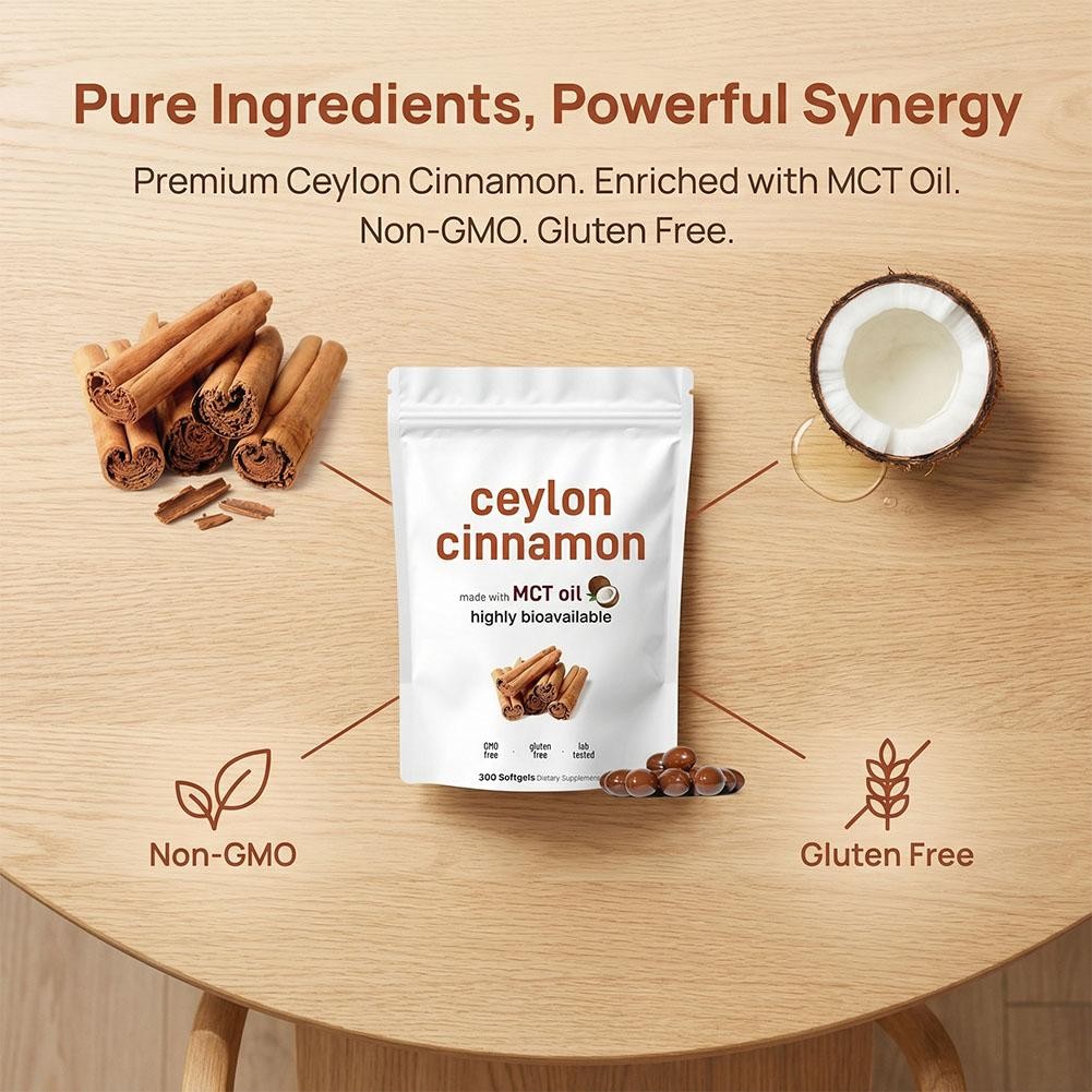 2PACK 7200Mg Equivalent |300Softgels with MCT Oil|HighlyBioavail Ceylon Cinnamon