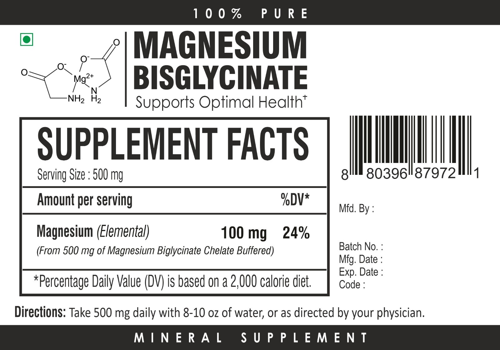 Magnesium Bisglycinate Powder – Essential Mineral – Unflavored – Non GMO