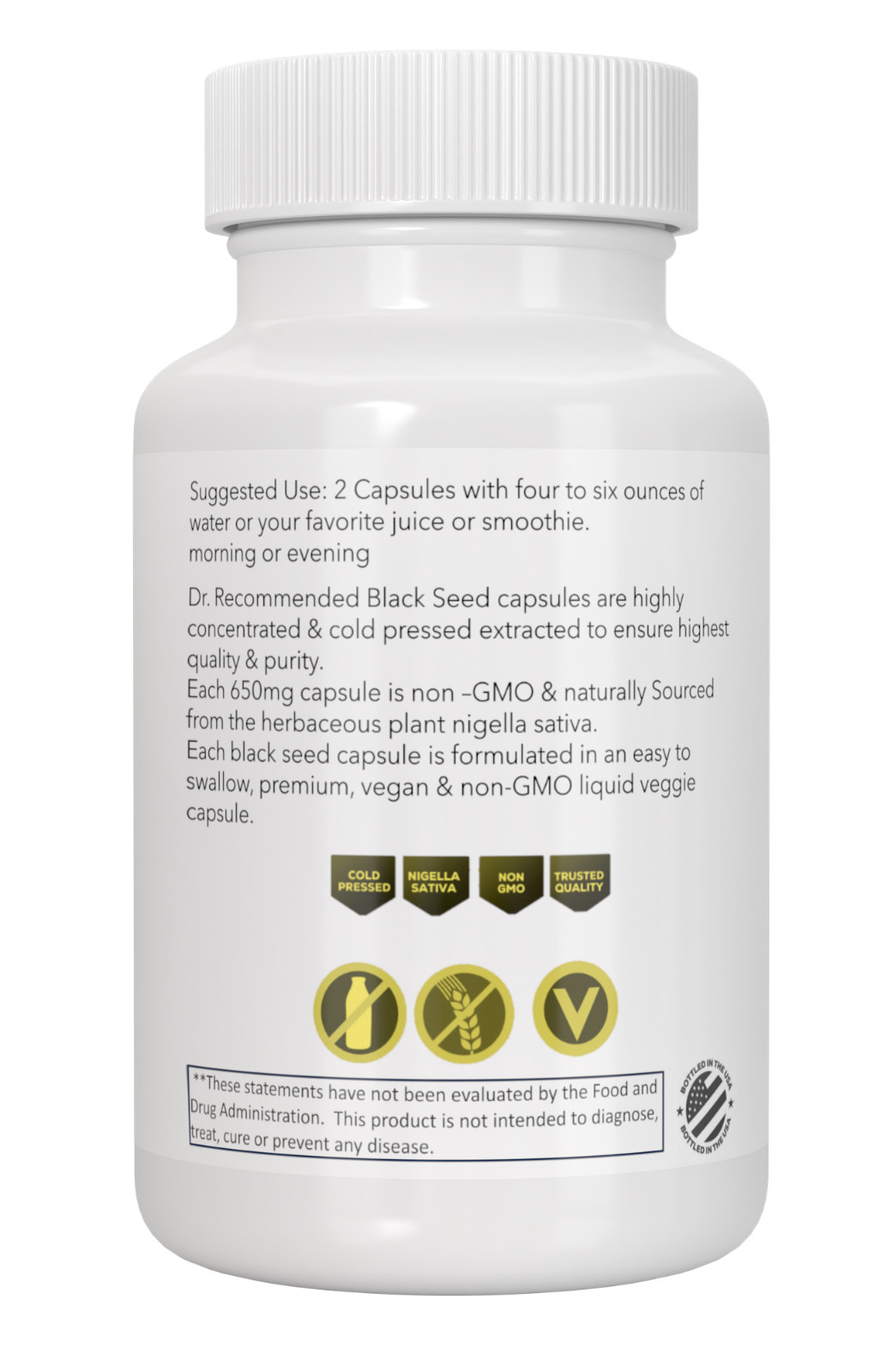 2 Natural Black Seed Oil Capsules 100% Cold Pressed – Immune Support, Detox Aid