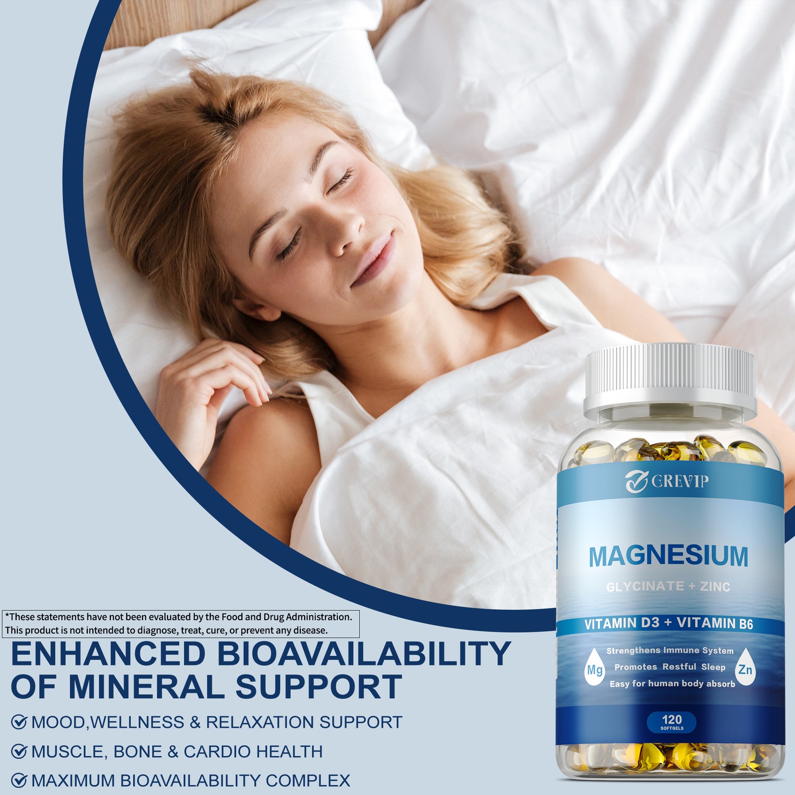 Magnesium Glycinate – Relief Stress and Improve Sleep, Bone & Muscle Health