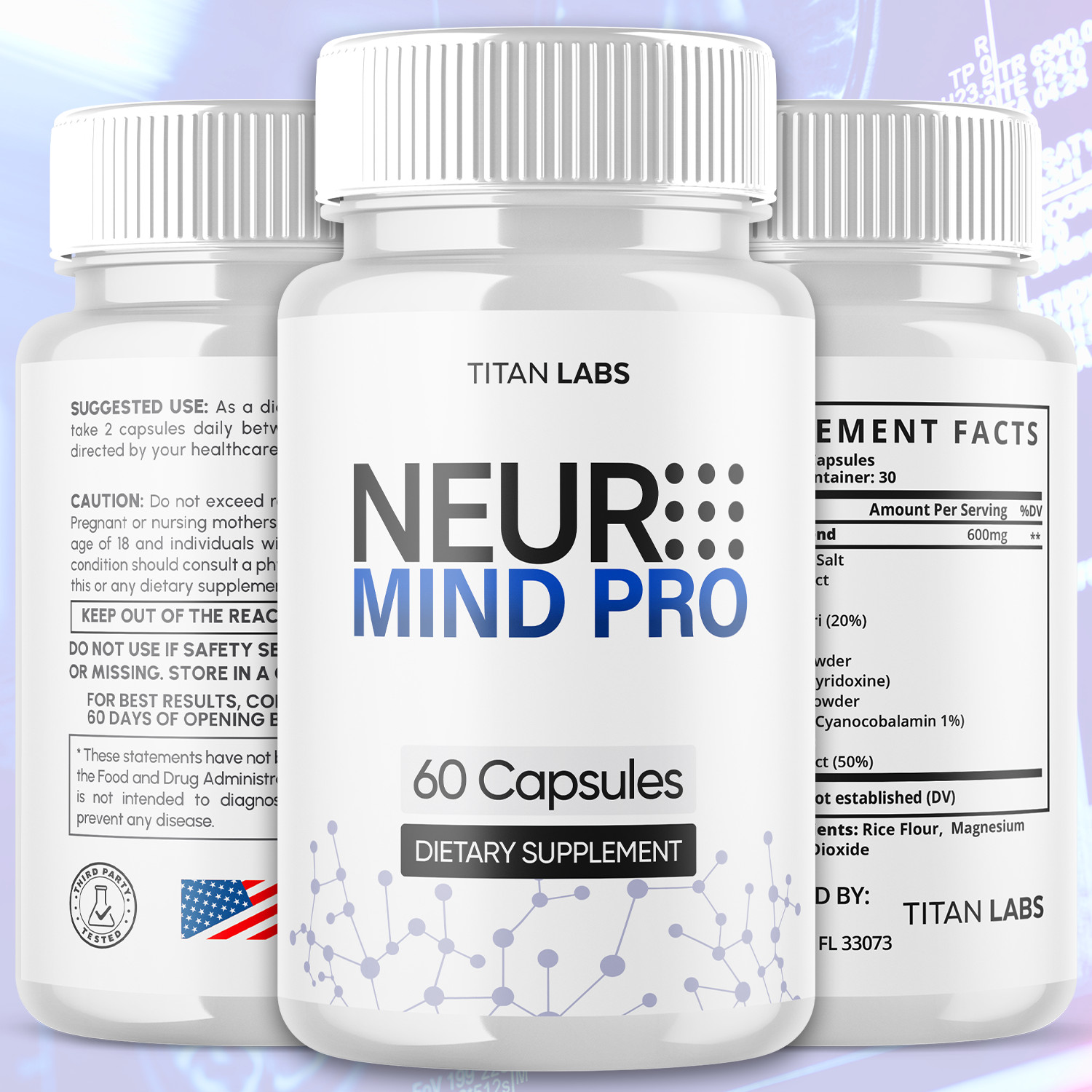 (1 Pack) Neuro Mind Pro Nootropic Natural Brain Formula Supplement 60 Capsules