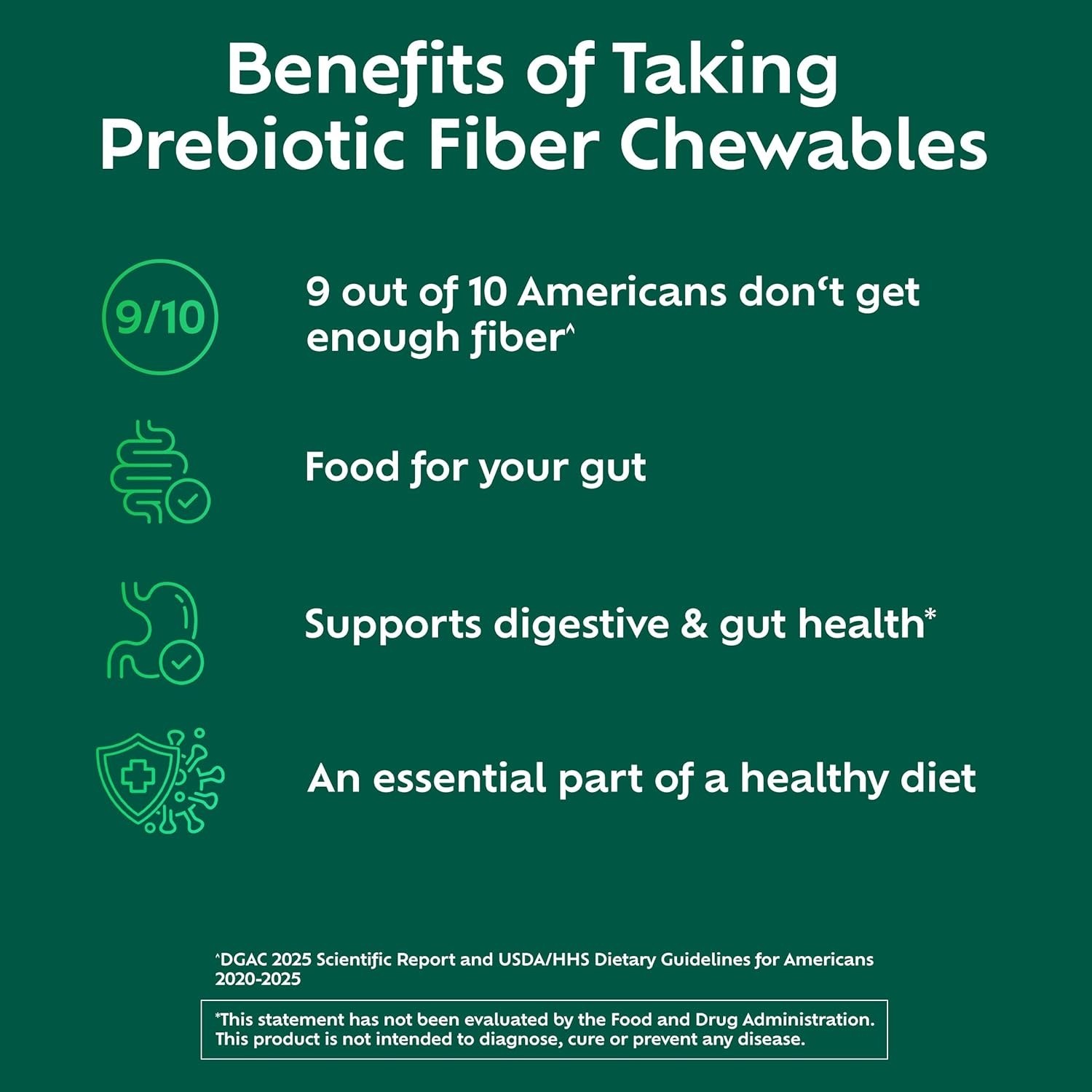 Chewable Prebiotic Fiber Supplement Tablets for Digestive Health, Assorted Fruit
