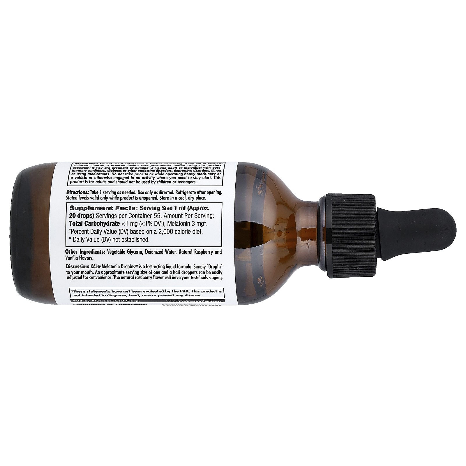 Melatonin, Raspberry, 3 mg, 1.85 fl oz (55 ml)