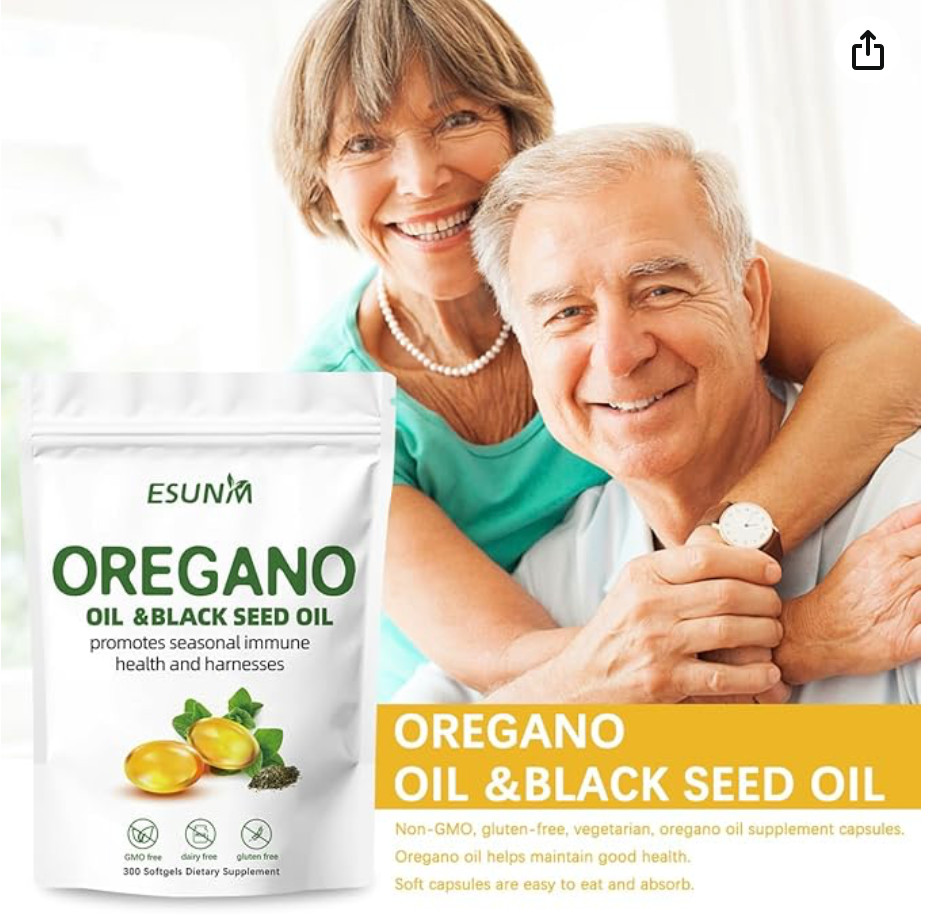 Oregano Softgels, Oregano Oil with Black Seed Oil Promotes Seasonal Immune Healt