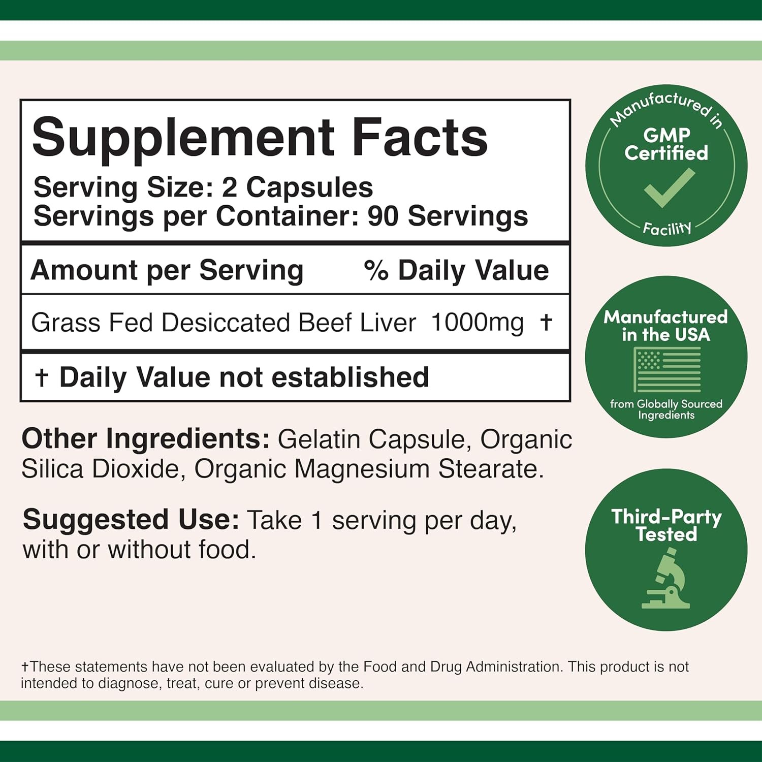 Beef Liver Capsules (1,000mg of Grass Fed, Desiccated per…