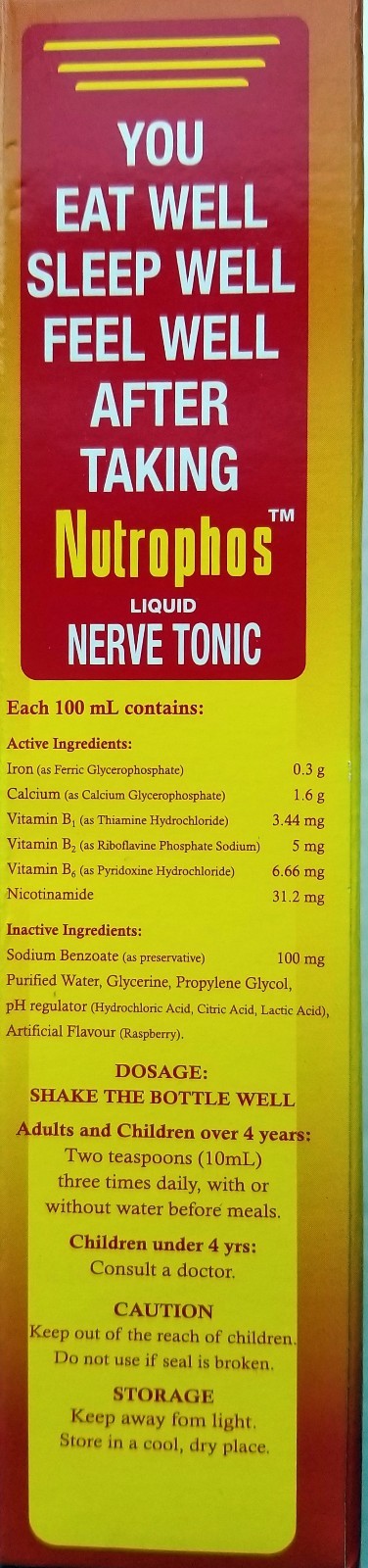 Nutrophos Liquid Nerve Tonic with B Vitamin, Alcohol & Sugar free 500ml