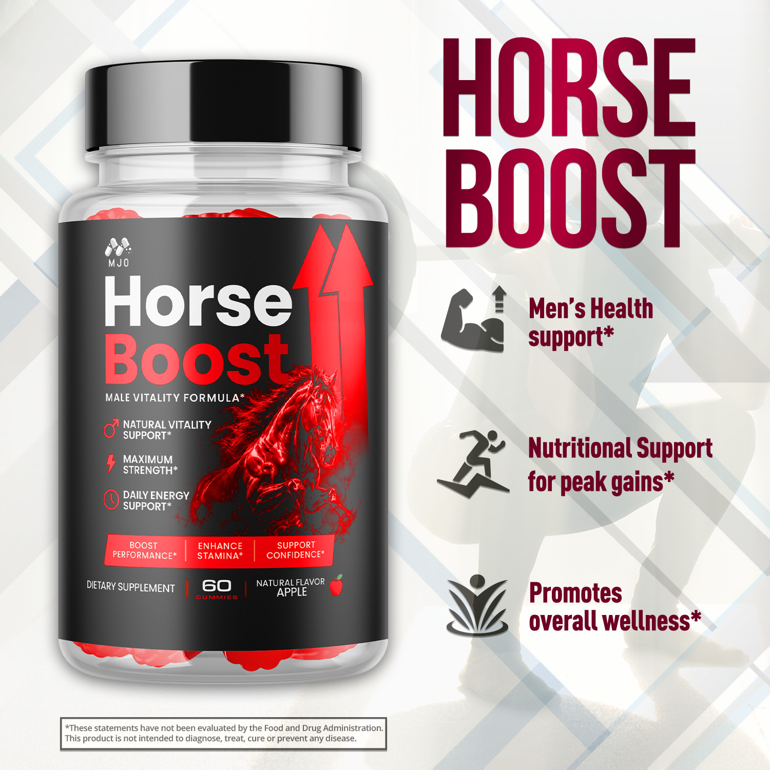 (1 Pack) Horse Boost Gummys Advanced Male Health Support HorseBoost 60 Gummies